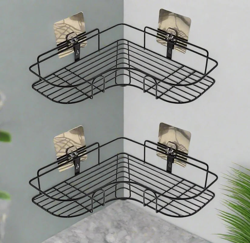No-Drill Adhesive Bathroom Corner Rack