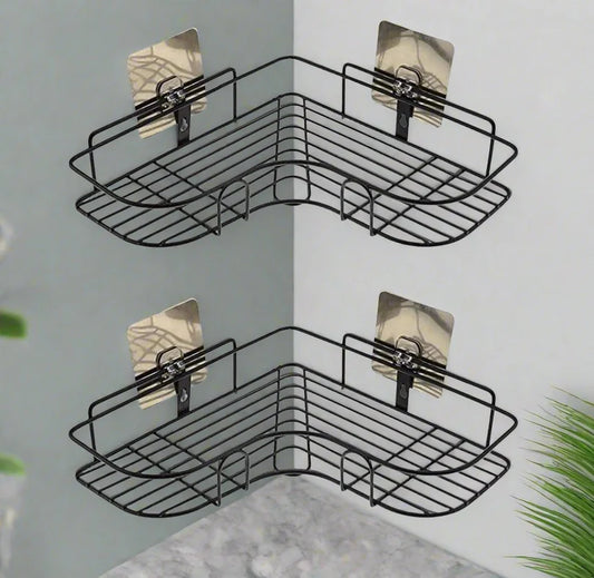 No-Drill Adhesive Bathroom Corner Rack